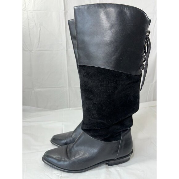 Ipanema Women's Knee High Black Riding Boots Pull On Size 8 M lace up Brazil - Picture 14 of 16